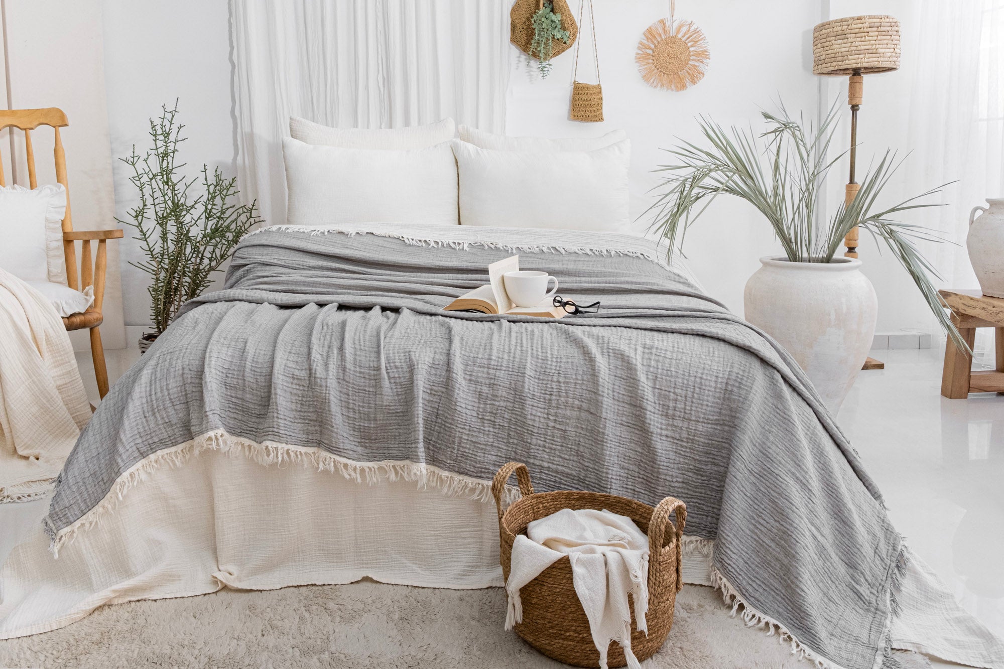 CARLA GRİ YATAK ÖRTÜSÜ