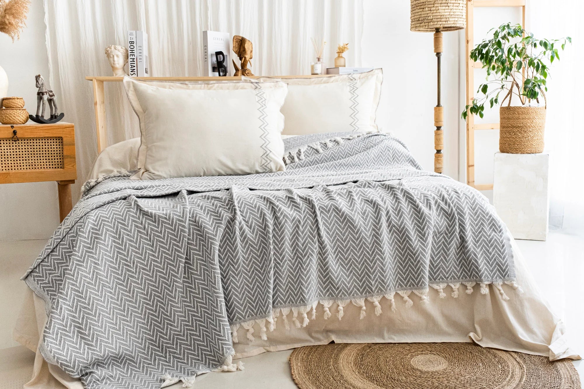 LUNA AÇIK GRİ YATAK ÖRTÜSÜ