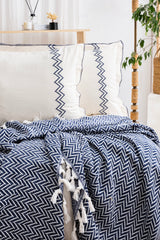 LUNA LACİVERT YATAK ÖRTÜSÜ TAKIMI