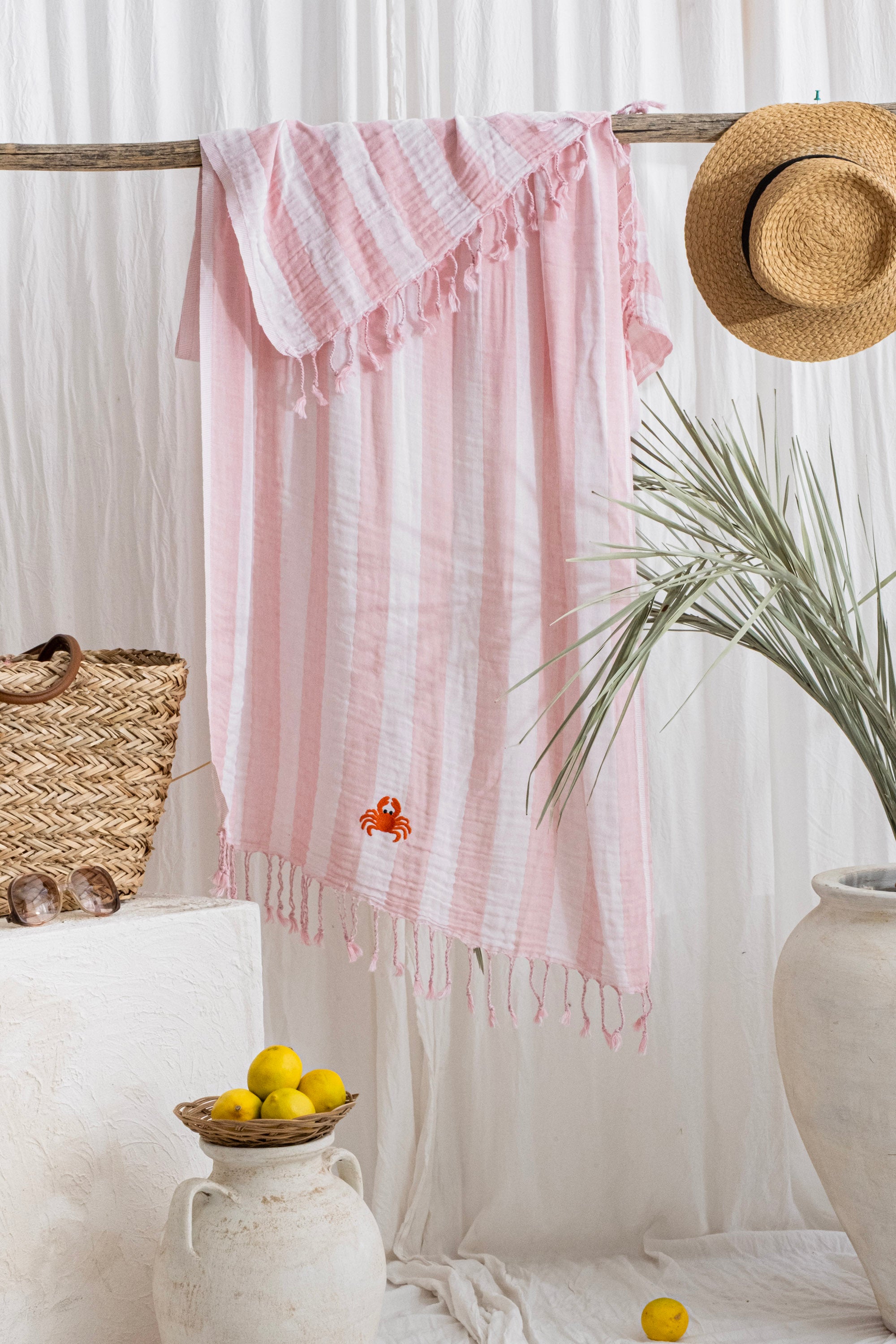 STRIPE BEYAZ-PEMBE PEŞTEMAL