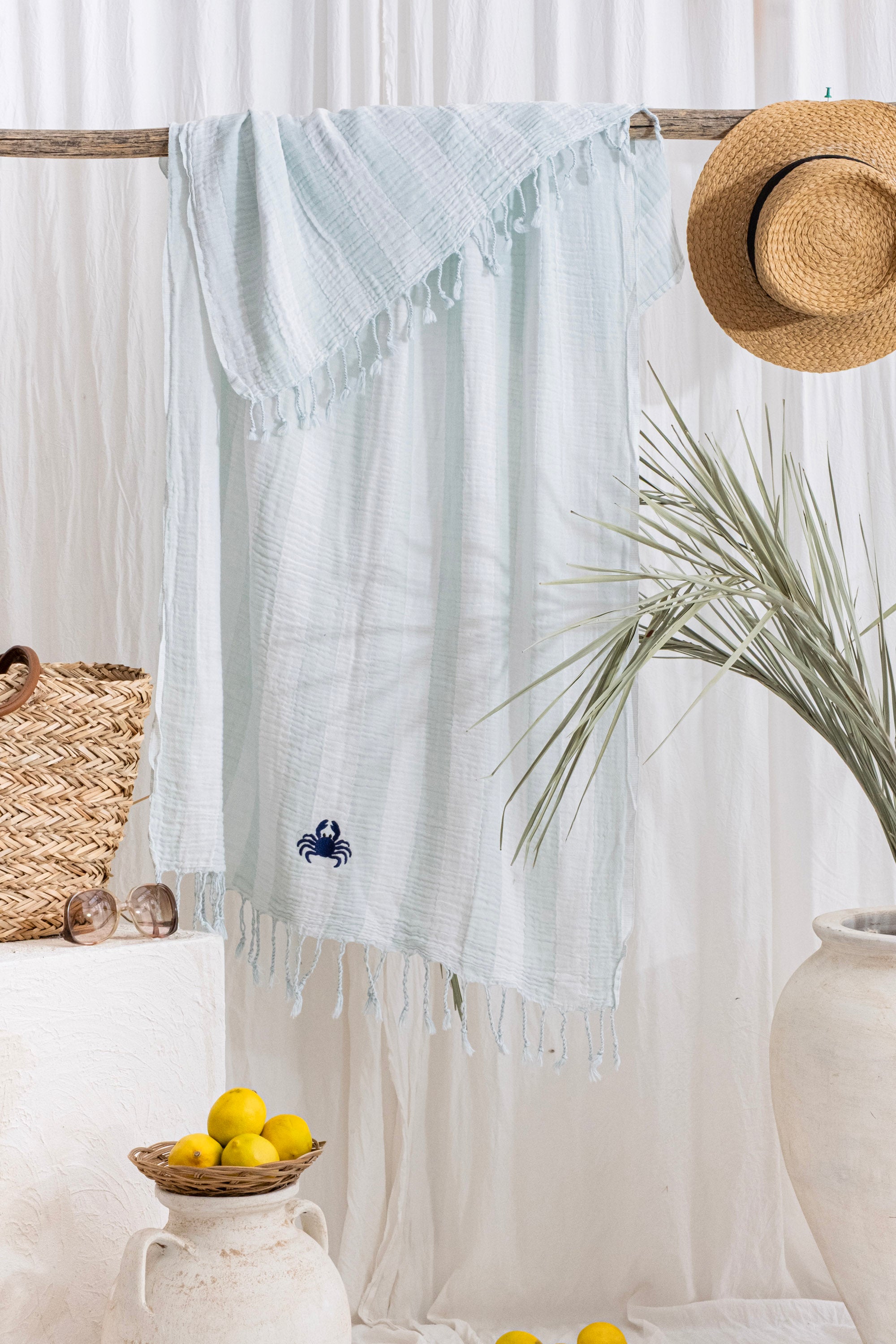 STRIPE BEYAZ-MİNT PEŞTEMAL