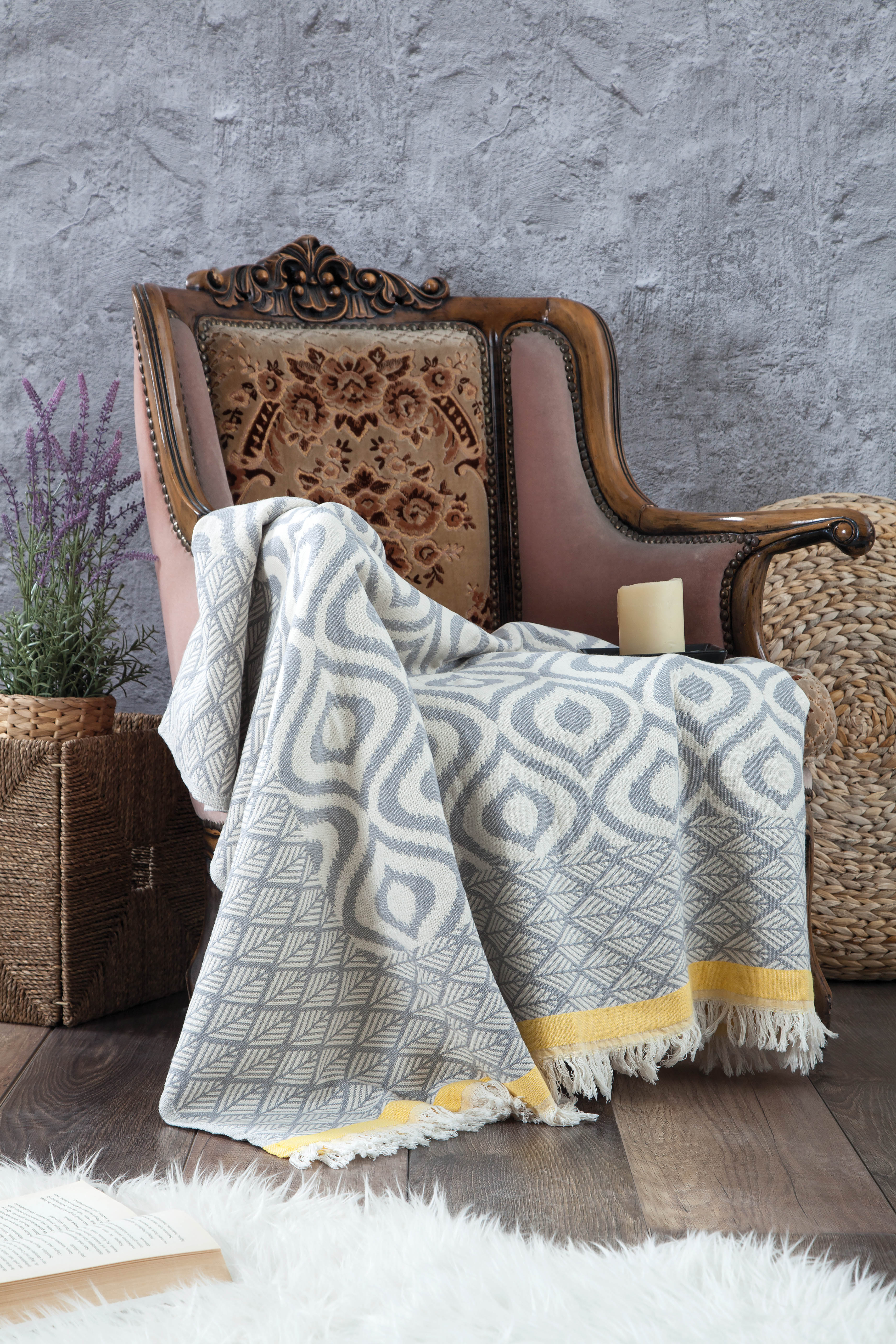 ORLO GRİ-SARI THROW