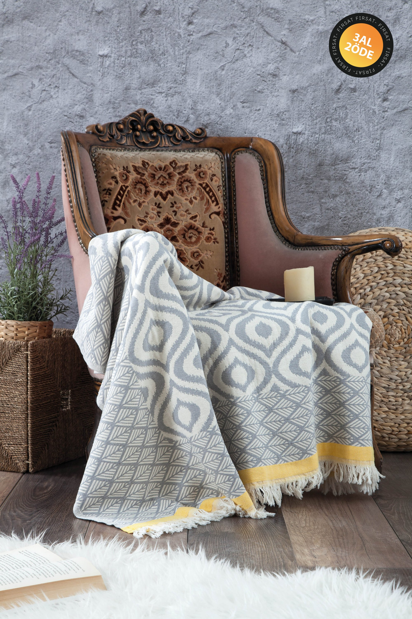ORLO GRİ-SARI THROW