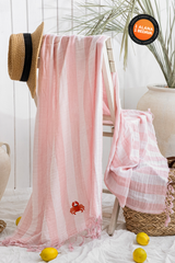 STRIPE BEYAZ-PEMBE PEŞTEMAL