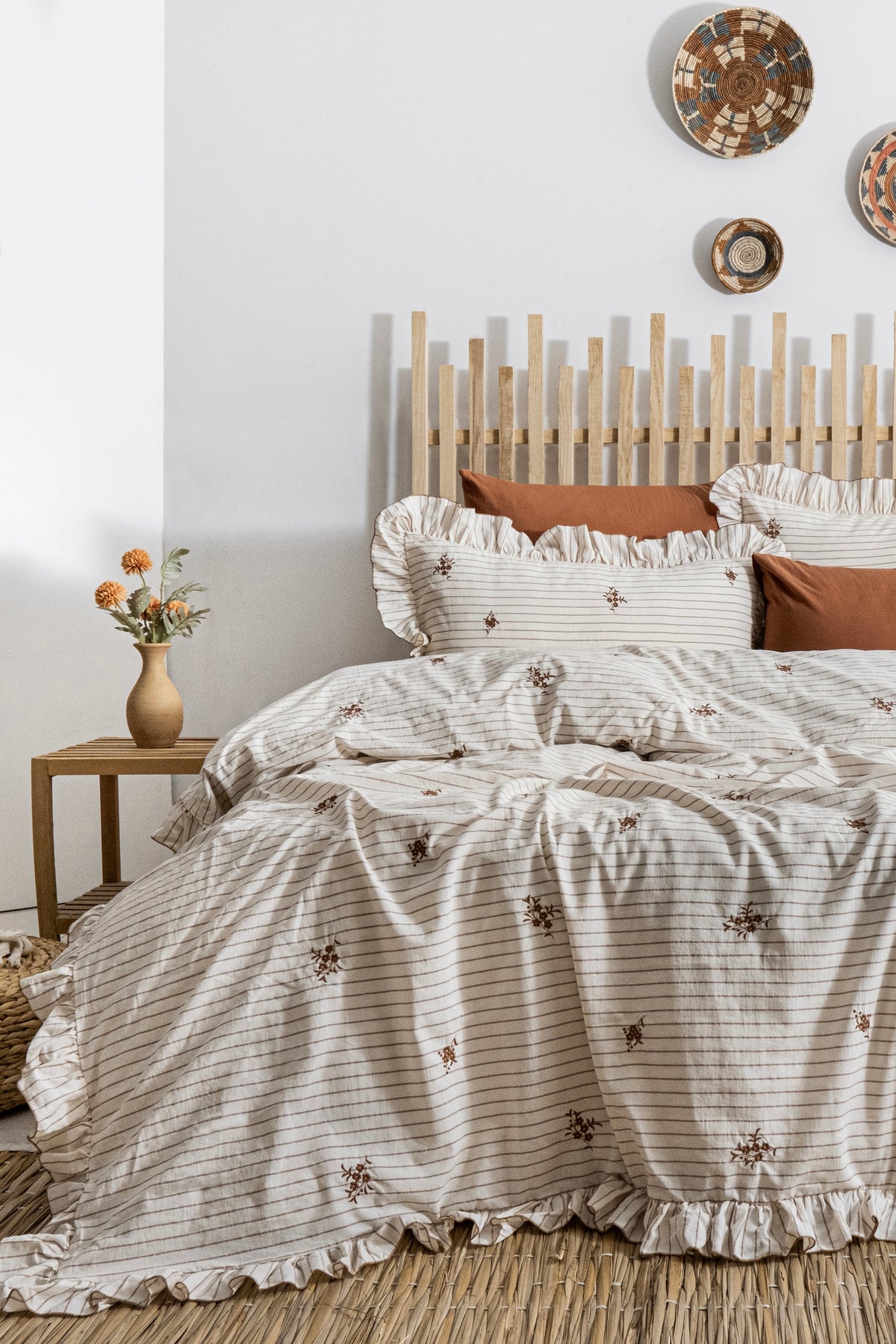 SECRET NEV.TAKIMI TARÇIN %100 PAMUK ÇİFT KİŞİLİK YIKAMALI İPLİĞİ BOYALI NAKIŞLI