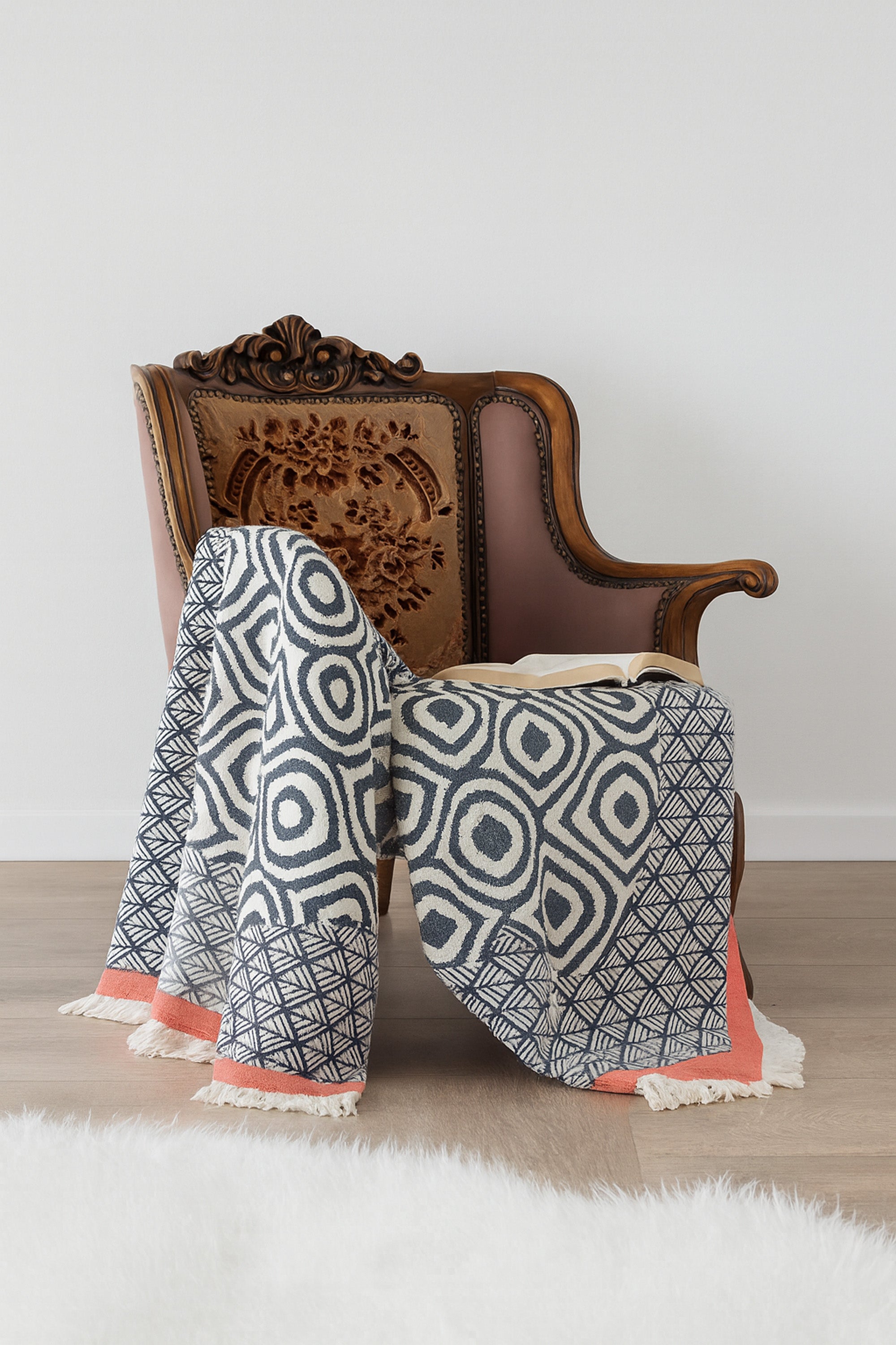 ORLO LACİVERT-KIRMIZI THROW