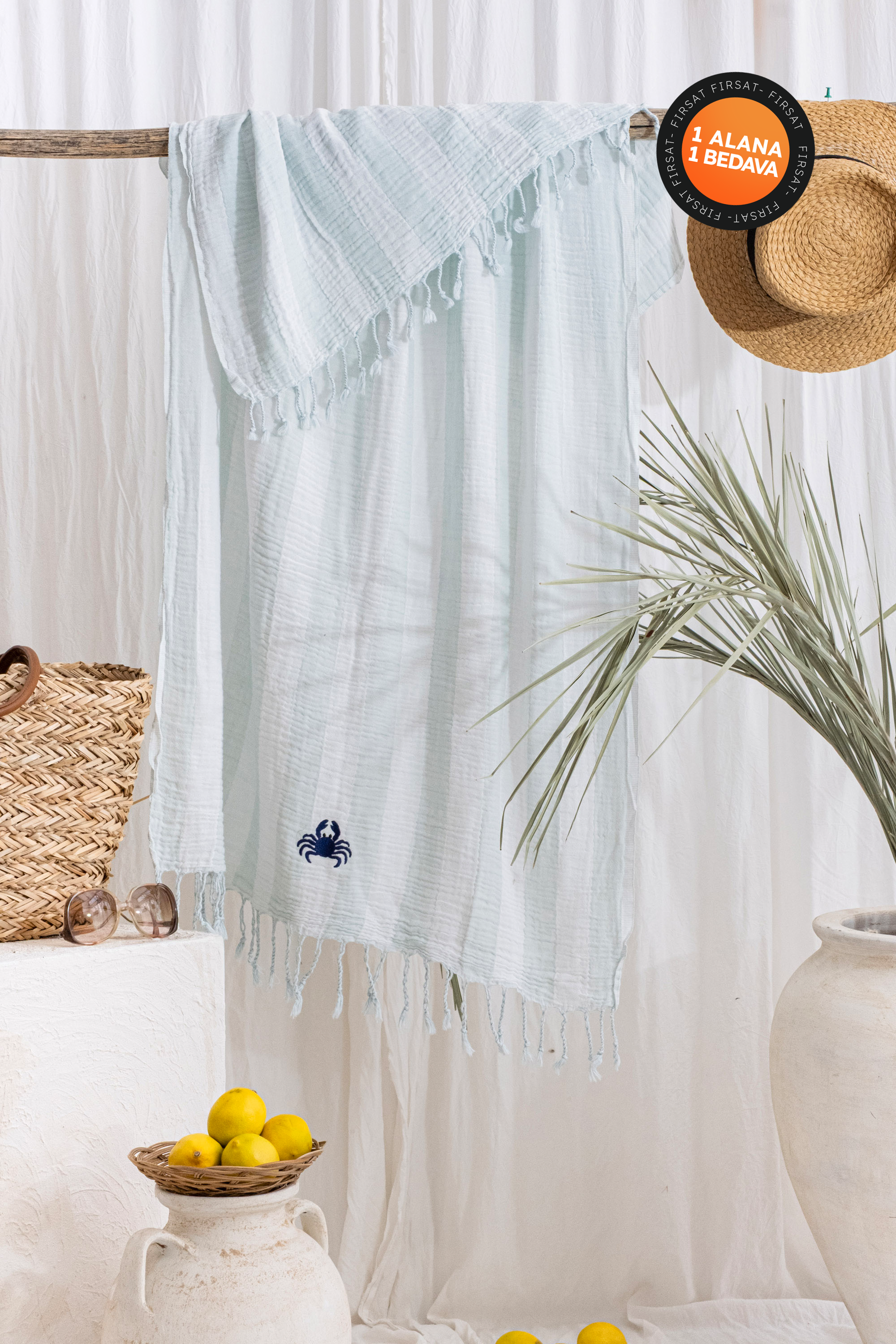 STRIPE BEYAZ-MİNT PEŞTEMAL