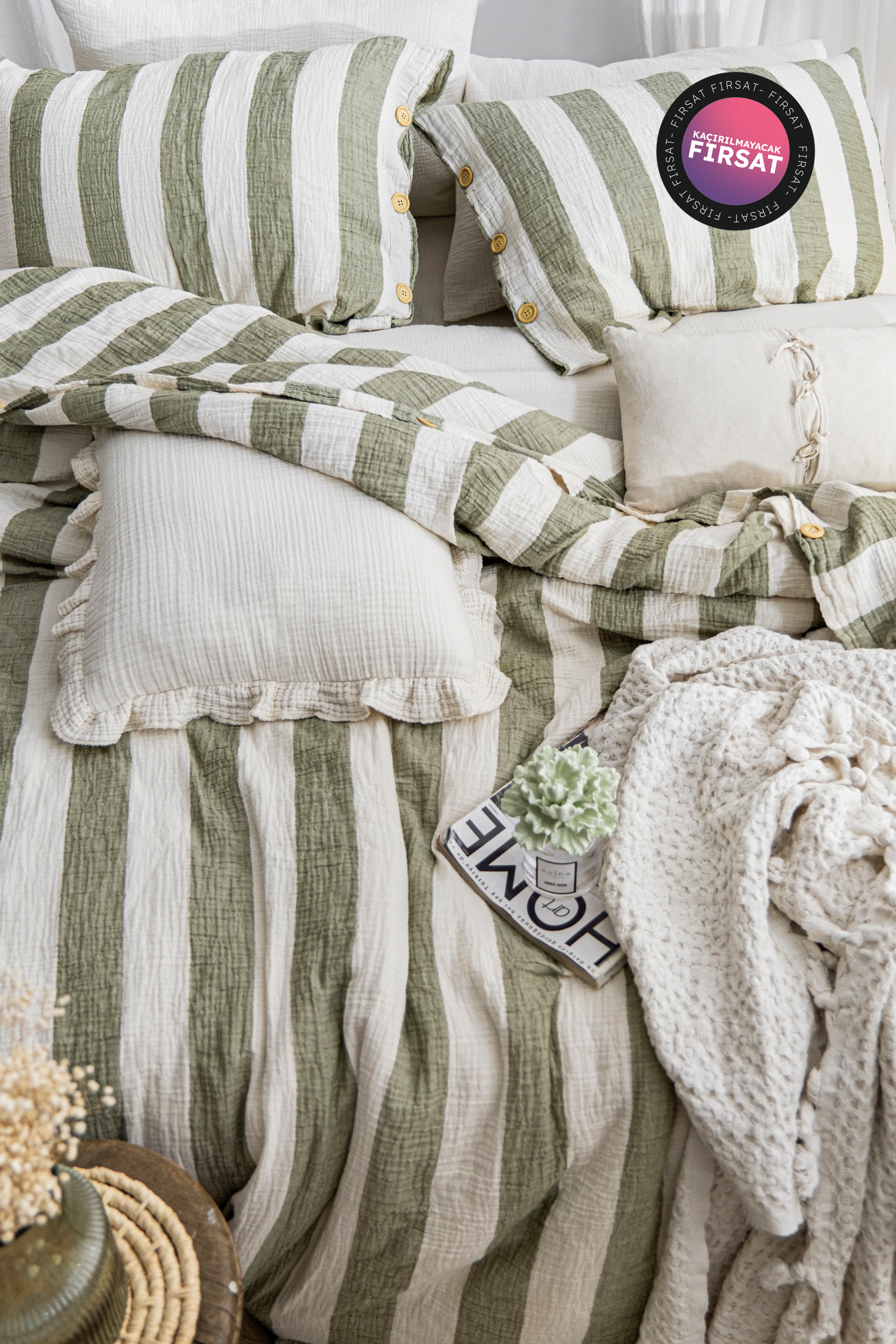 LOVA YEŞİL NEVRESİM TAKIMI