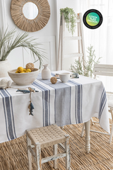 LINE BEYAZ-LACİVERT MASA ÖRTÜSÜ